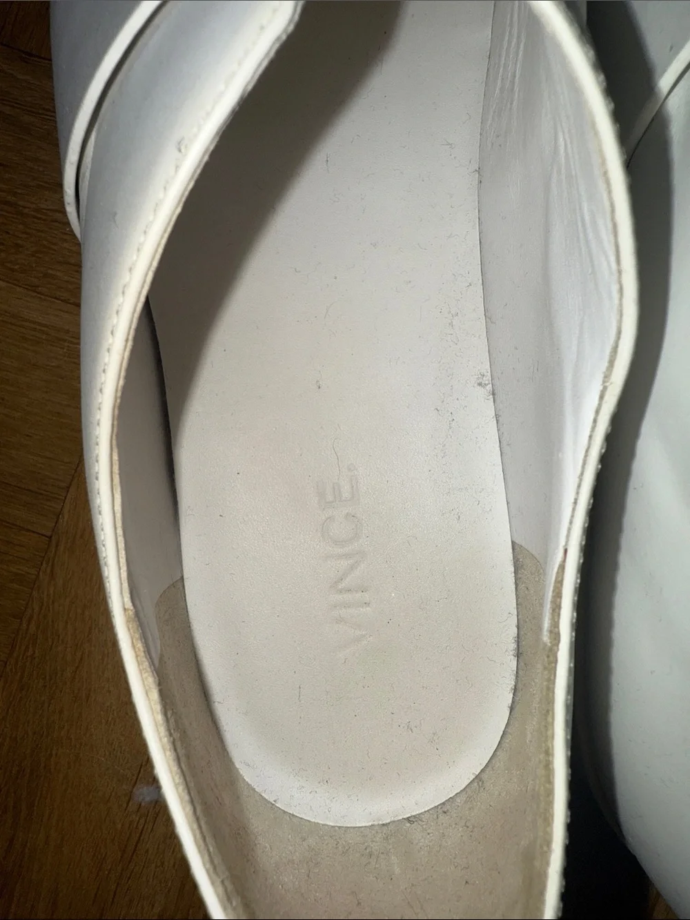 Vince White Leather Slip-On Loafers with Heel Tab - Picture 2 of 5